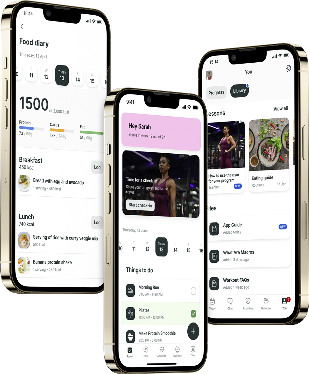 A mockup of the coaching app showcasing the features.